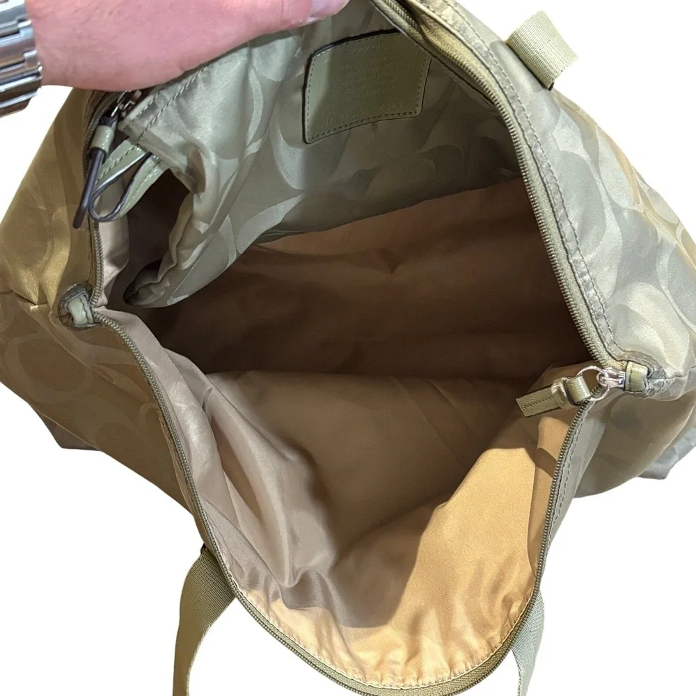 Coach Getaway Sage Green Nylon Signature Packable Weekender Tote Bag Pouch READ